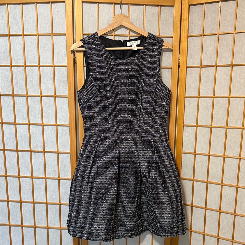 Forever 21 Black and White Textured Mini Dress